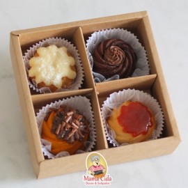 Caixinha com 4 mini bolos vulcão
